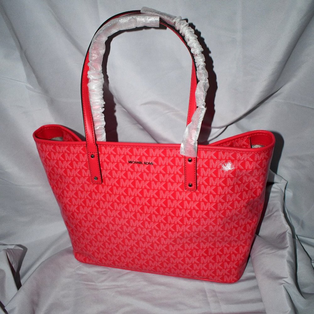 MICHAEL Kors Carter LARGE Monogram Tote Bag in Geranium #30S3SZPT3V NWT